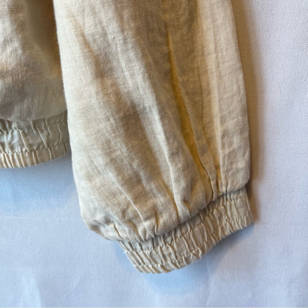 MNG bomber jacket 100% Linen NWT Ivory cream Pockets Breathable Lined Collarless - Picture 5 of 7
